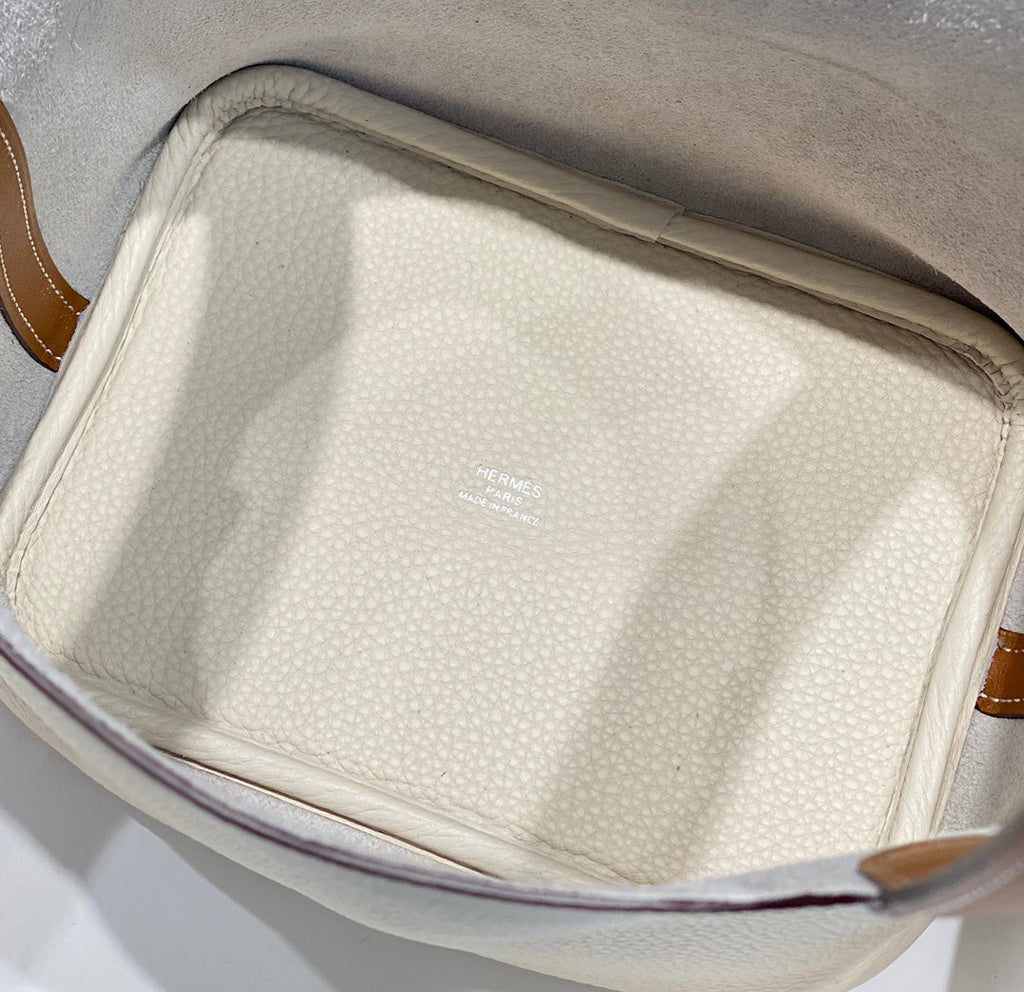 Hermès Picotin Lock 18cm Milkshake White Gold Brown Bucket Bag - Classic Two-Tone Luxury Handbag
