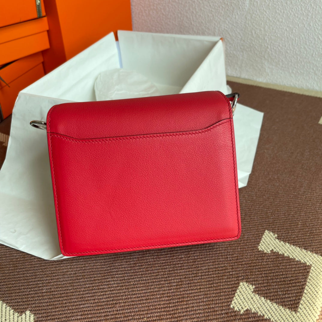Hermès Roulis 19cm Bag "Pig Nose Design" in Rouge H Evercolor Leather | Gold/Silver Hardware | Crossbody/Shoulder/Handheld | Luxury Minimalist Style