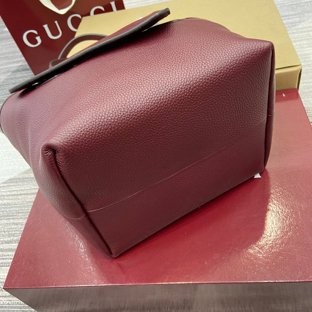 Gucci Totissima Reversible Tote Bag | Pebbled Leather & GG Canvas Dual-Sided | 21x18.5x16cm Ancora Red
