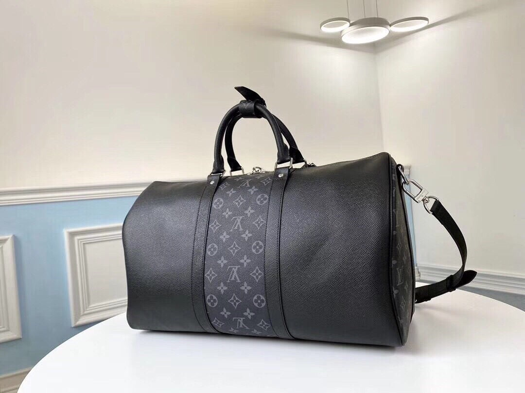 KEEALL Premium 45cm Travel Bag with Taiga Leather Cross Texture - Detachable Shoulder Strap & Full Packaging