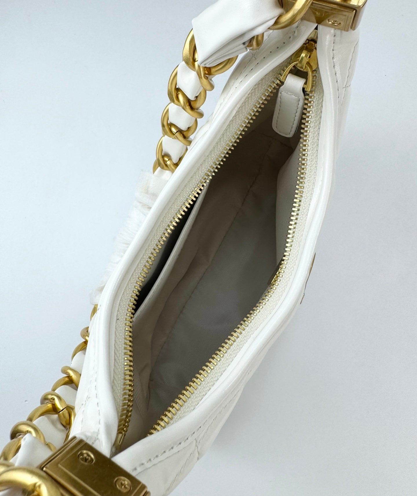 Chanel Sakura Pink Hobo Bag  24K Gold Chunky Chain Strap 22cm Lightweight Wax Leather Crossbody