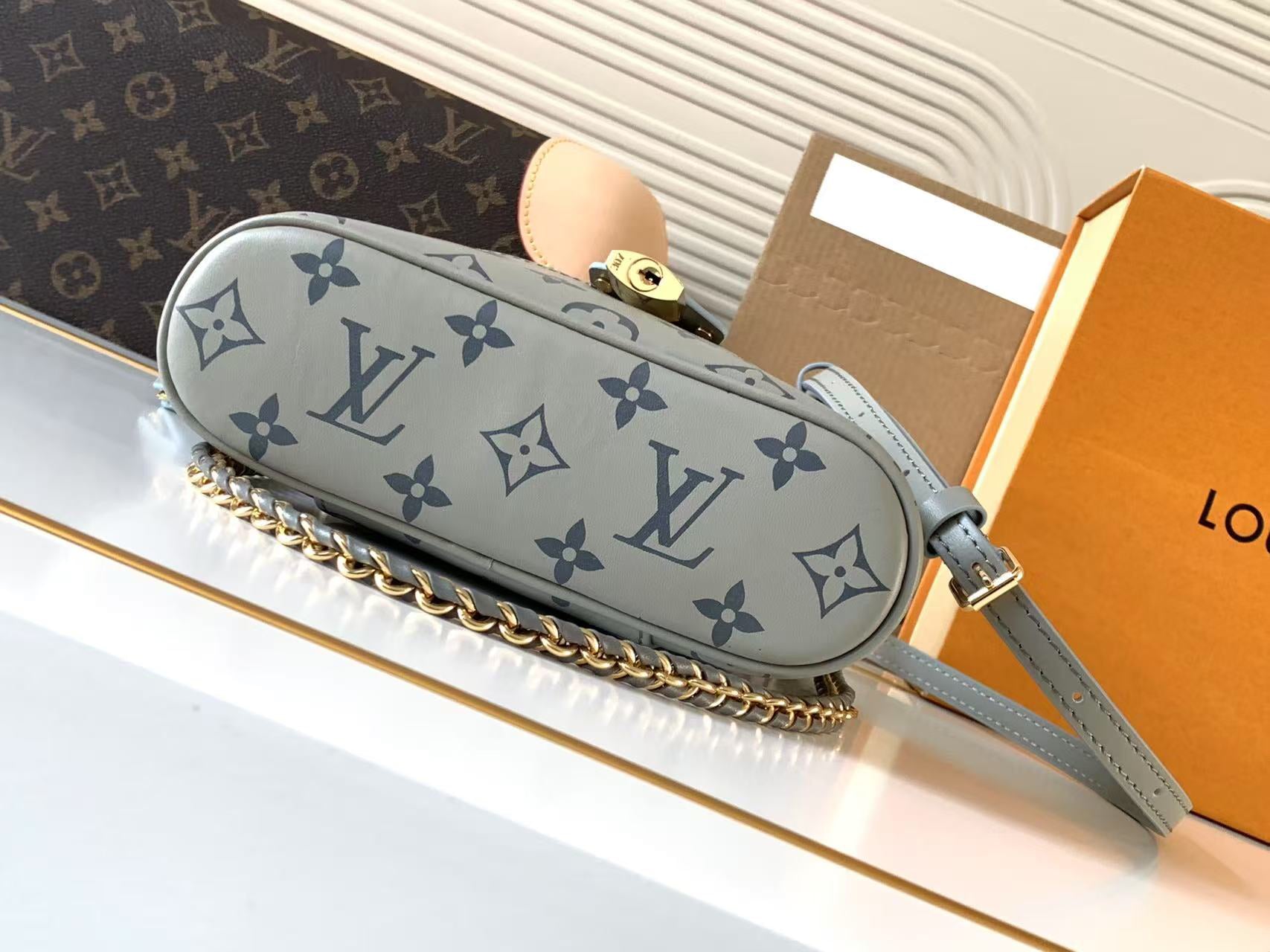 Louis Vuitton 2024 Fall/Winter Vanity Chain Pouch Bag - Monogram Canvas Cosmetic Case with Detachable Chain, LV Padlock & Key Holder