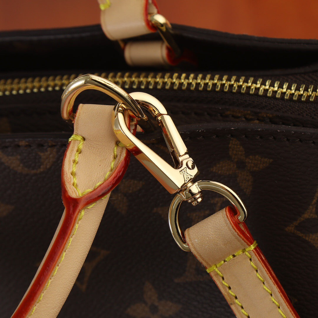 Etit Alais Tote Bag | Monogram Canvas & Leather Trim | Adjustable Strap | Medium Travel Tote