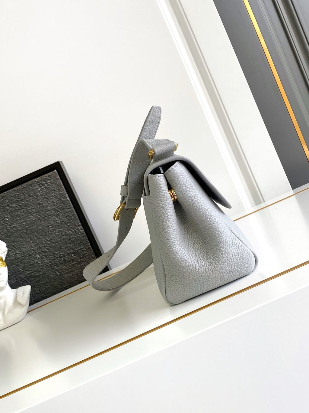 New Pebbled Leather Crossbody Bag 26x14x9.5cm | Adjustable Strap, Metal Logo & Spacious Design