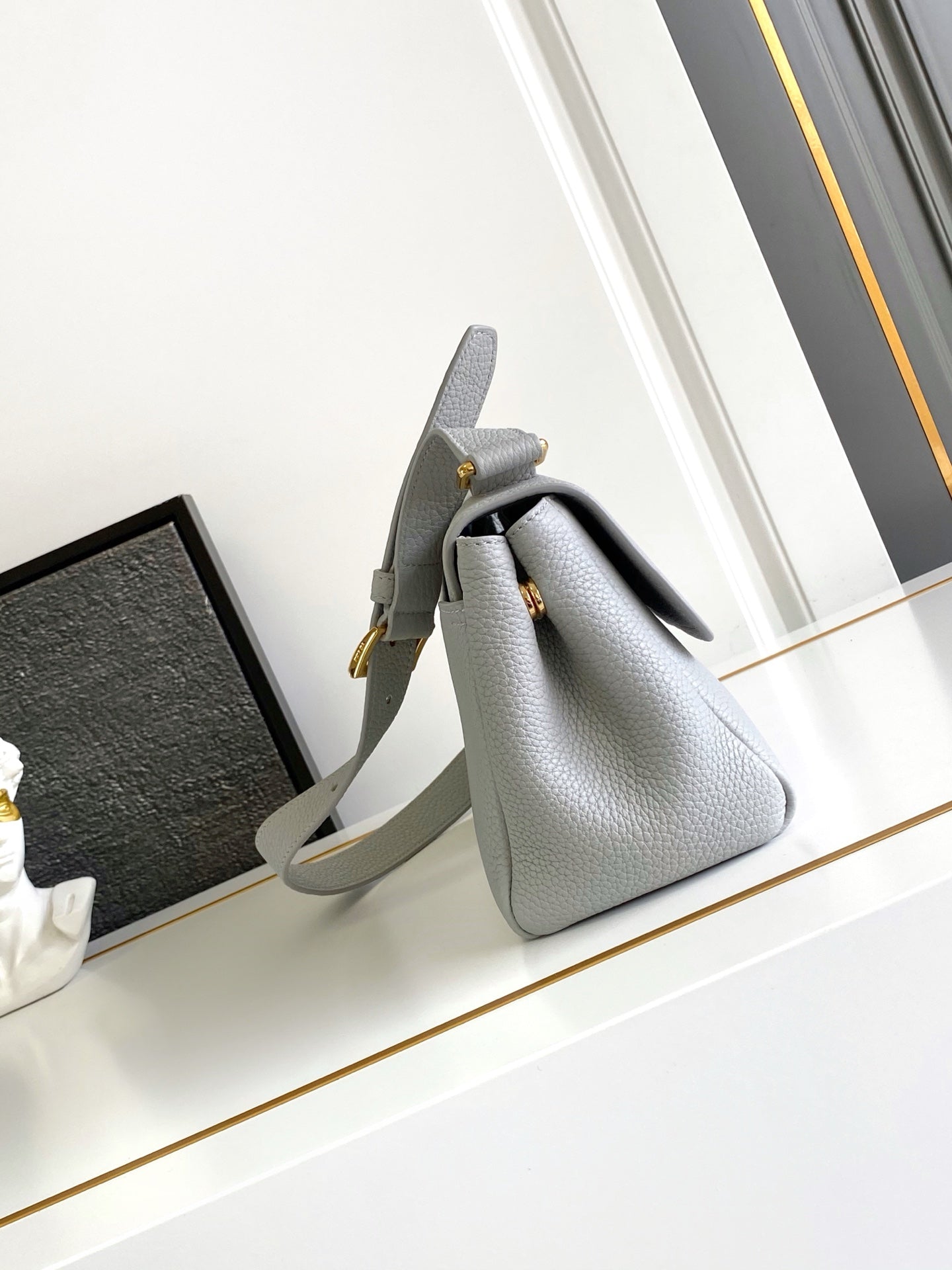 New Pebbled Leather Crossbody Bag 26x14x9.5cm | Adjustable Strap, Metal Logo & Spacious Design