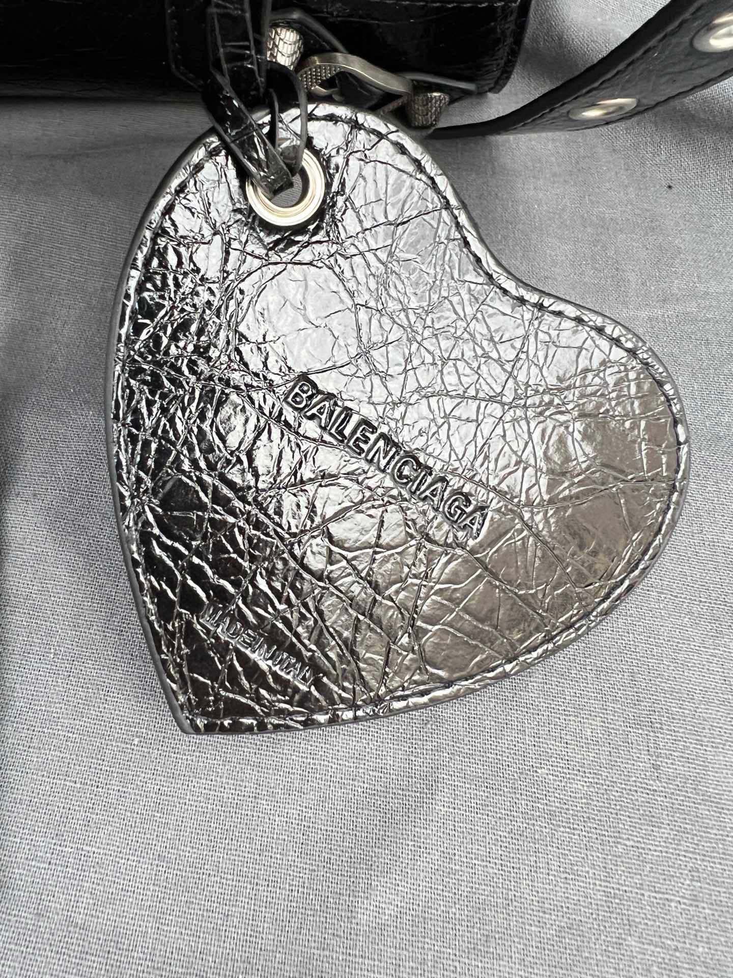 Black Paris Neo Cagole Biker Bag 2023 - Edgy Heart Mirror Bucket Bag | 26cm Statement Piece
