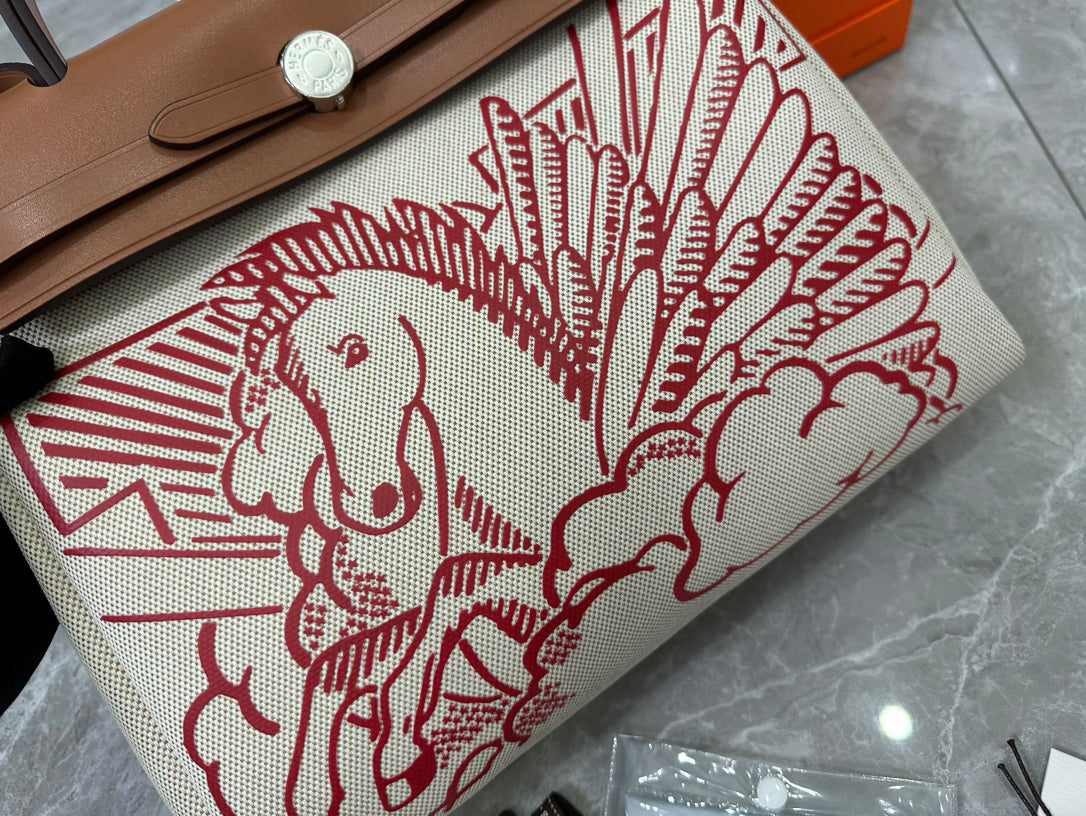 Hermès Herbag 31cm Limited Two-Tone Tote | French Leather & Canvas | Preppy Vintage Day Bag