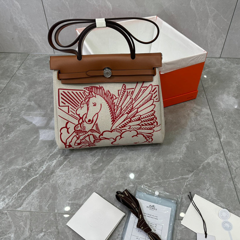 Hermès Herbag 31cm Limited Two-Tone Tote | French Leather & Canvas | Preppy Vintage Day Bag