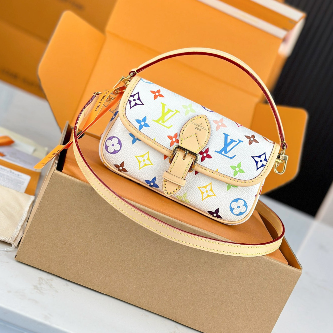 LV TM NANO DIANE Mini Handbag | A+ Stainless Steel Hardware | Premium MB Elastic Fabric | Duty-Free Gift Box