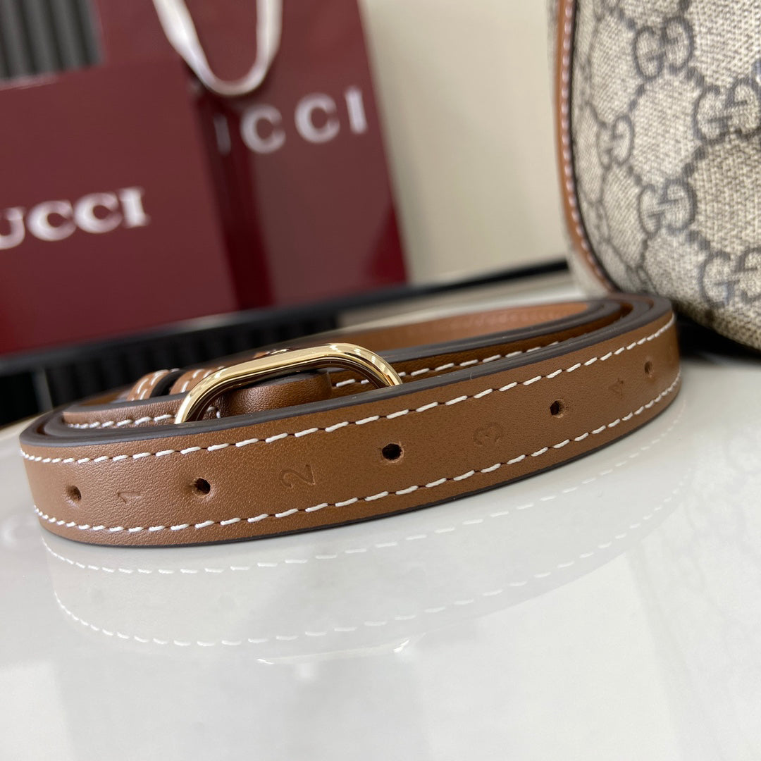 【New】GG Emblem Small Shoulder Bag | Beige/Brown Coated Canvas | Italian Craftsmanship | Adjustable Leather Strap | Model 815103