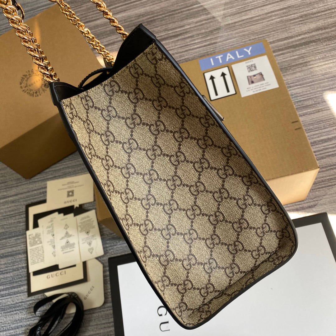 GUCCI Lock Buckle Backpack 35x23x14cm | Original Leather, Dual Straps, Spacious Design with Full Packaging