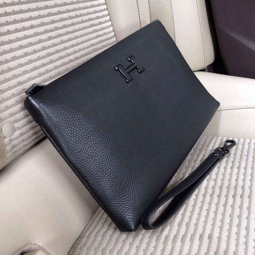 Hermès Men's Top-Grain Leather Clutch BagEuropean Parallel Import Genuine Hardware & Logo