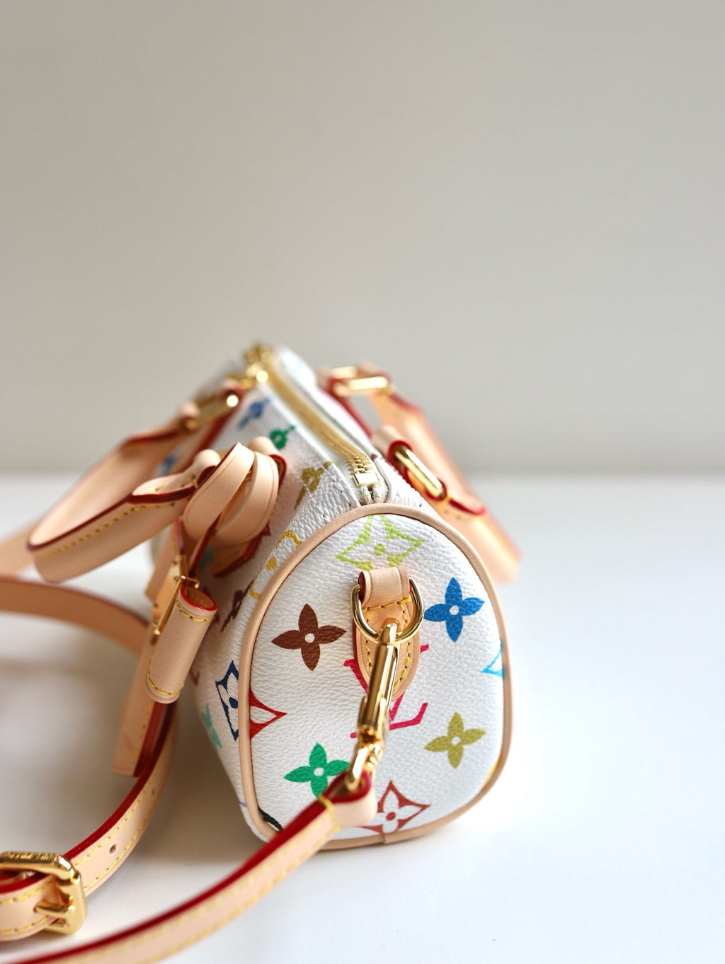 Takashi Murakami Triple Three Colors Collection | Bright White Tri-Color | New Season Trendy NANO SEEDY Mini Bag