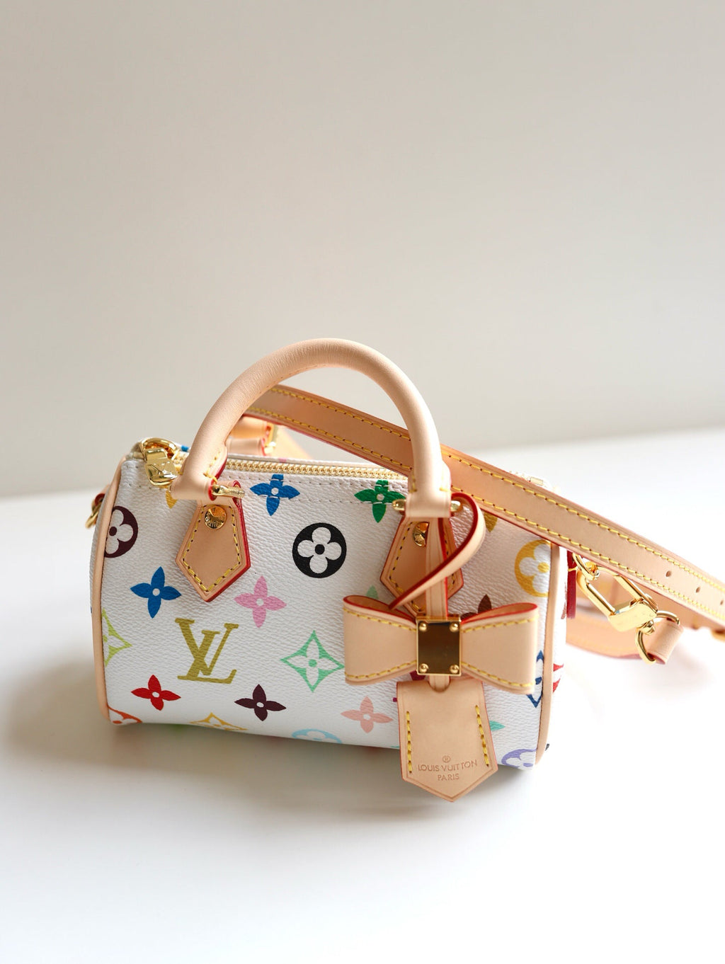 Takashi Murakami Triple Three Colors Collection | Bright White Tri-Color | New Season Trendy NANO SEEDY Mini Bag