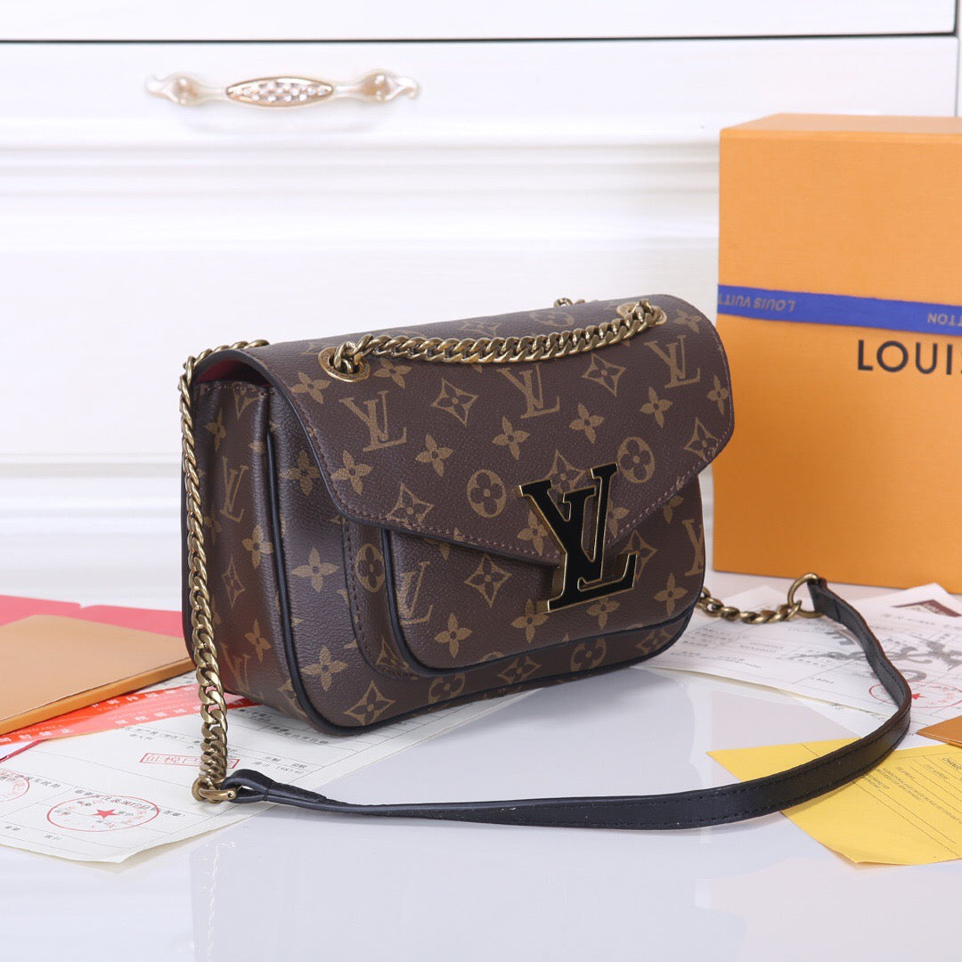 LV-Inspired NEW CHAIN BAG | Original Material & Full Packaging | Monogram Canvas & Resin Magnetic Closure