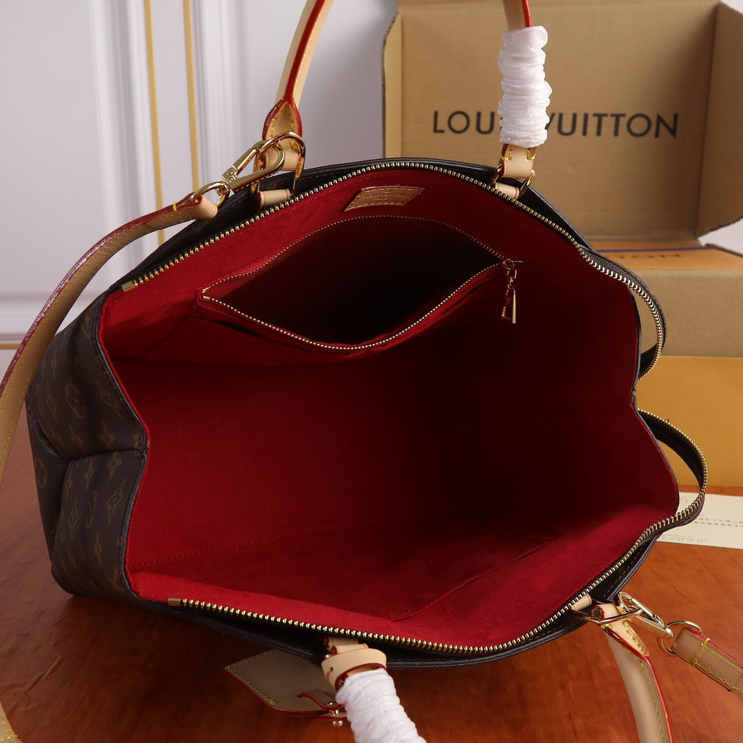 Etit Alais Tote Bag | Monogram Canvas & Leather Trim | Adjustable Strap | Medium Travel Tote