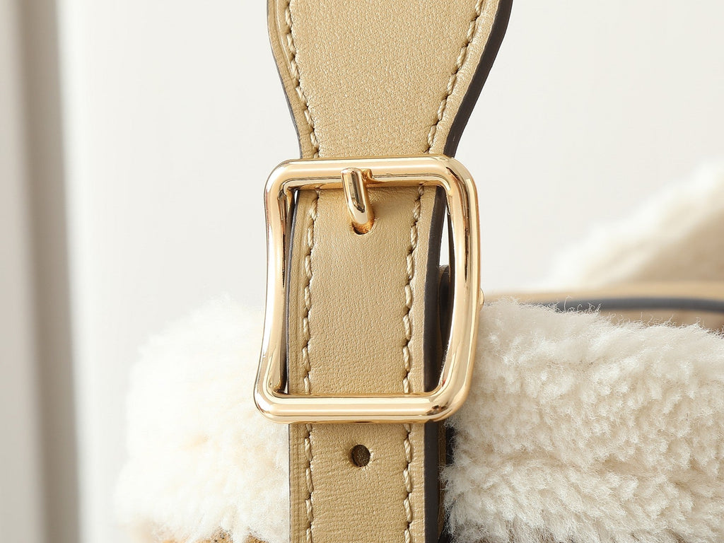 Louis Vuitton CarryAll Small Handbag | LV Ski Collection Monogram Perforated Suede Leather | Dynamic Anti-Counterfeit Chip & Magnetic Closure | Shearling Trim Winter Design | Detachable Adjustable Strap 29x24x12cm