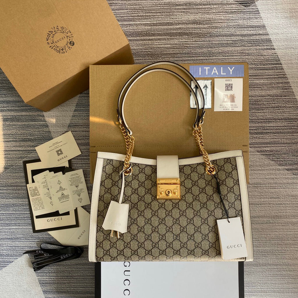 GUCCI Lock Buckle Backpack 35x23x14cm | Original Leather, Dual Straps, Spacious Design with Full Packaging