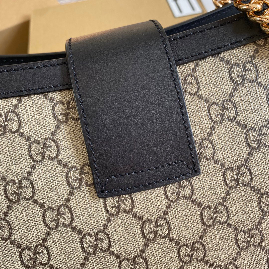 GUCCI Lock Buckle Backpack 35x23x14cm | Original Leather, Dual Straps, Spacious Design with Full Packaging