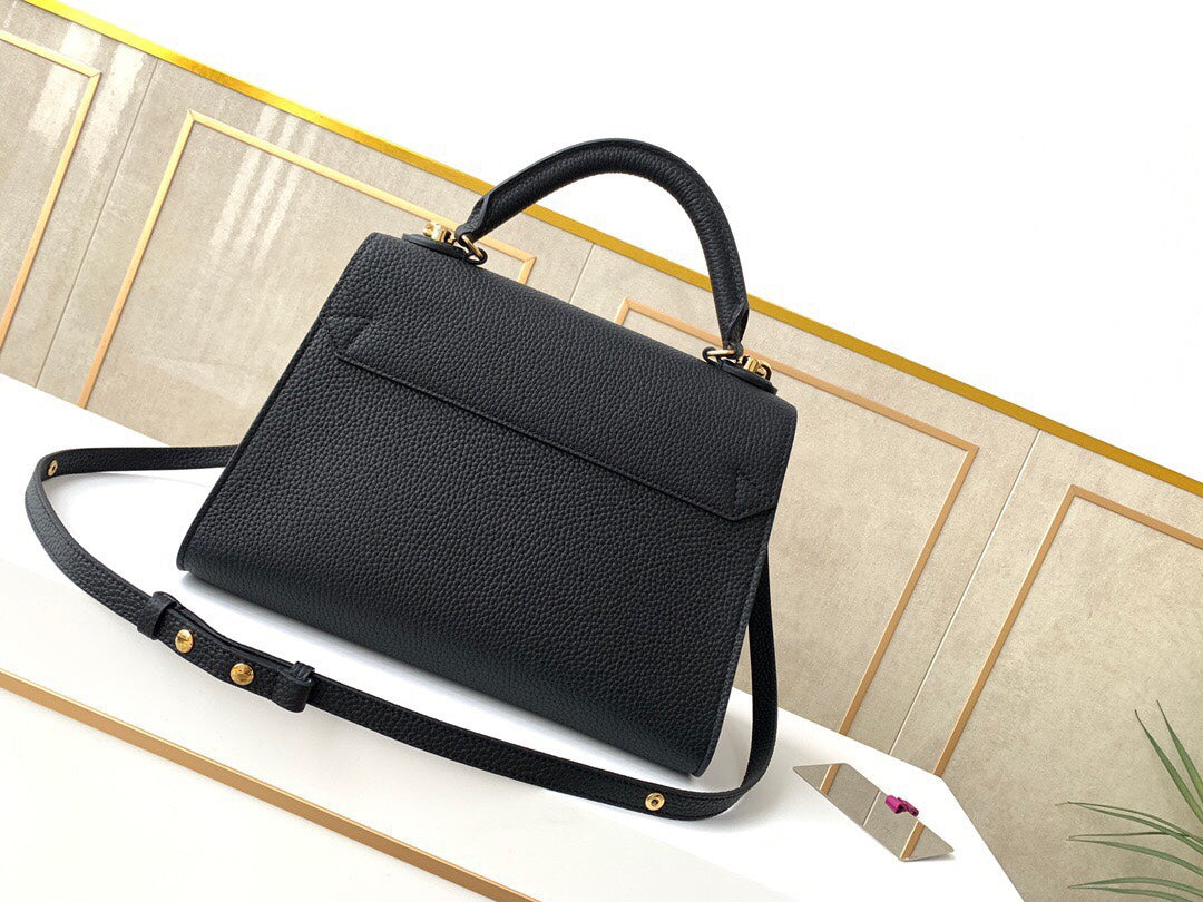 [Authentic Craftsmanship] Premium LV Black Tote Bag - Italian A-Grade Leather with Full Packaging Set (29x21x12cm)