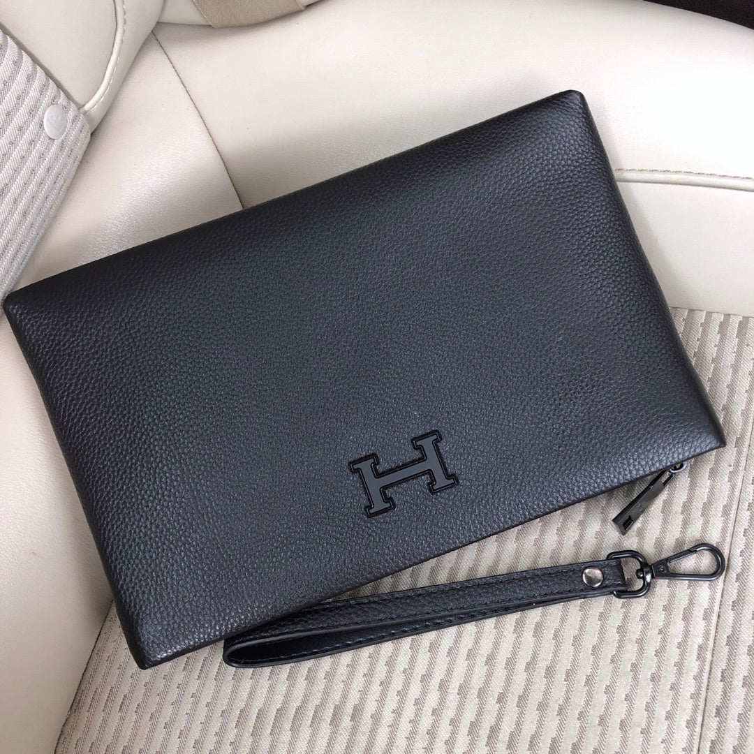 Hermès Men's Top-Grain Leather Clutch BagEuropean Parallel Import Genuine Hardware & Logo
