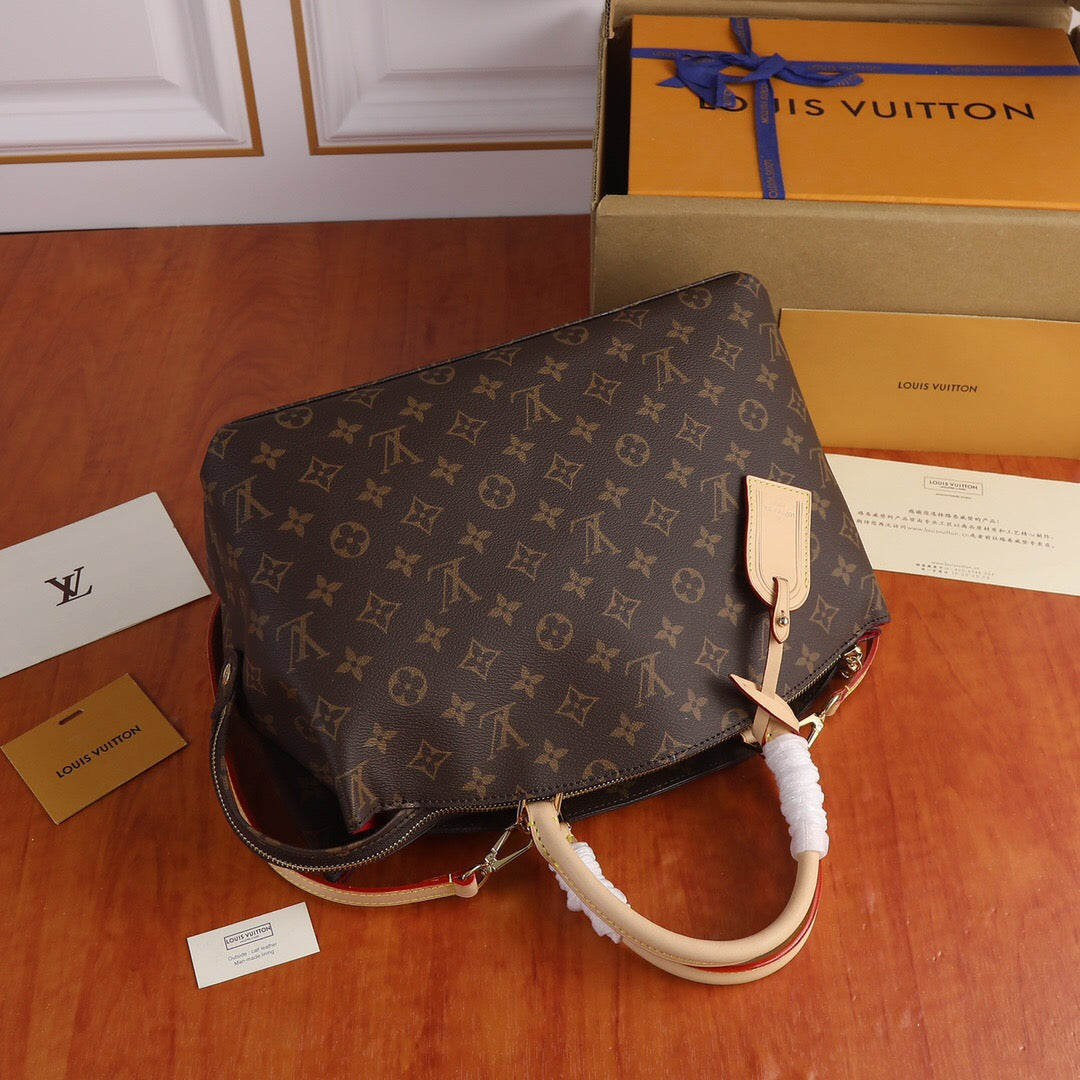 Etit Alais Tote Bag | Monogram Canvas & Leather Trim | Adjustable Strap | Medium Travel Tote