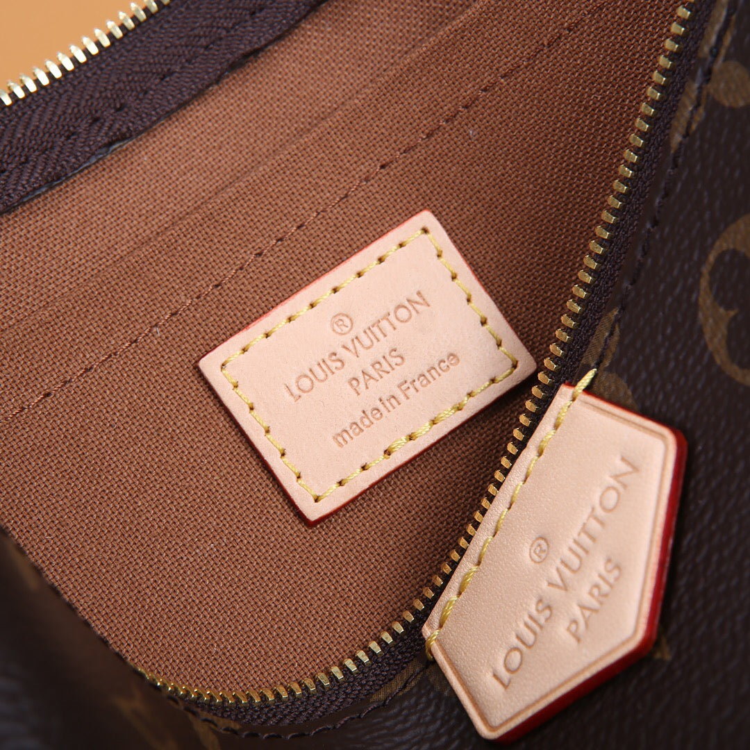 Luxury 3-in-1 Monogram Canvas Handbag Set | Multi-Pochette Crossbody Bag 24cm (Emerald/Pink/Caramel) with Full Packaging
