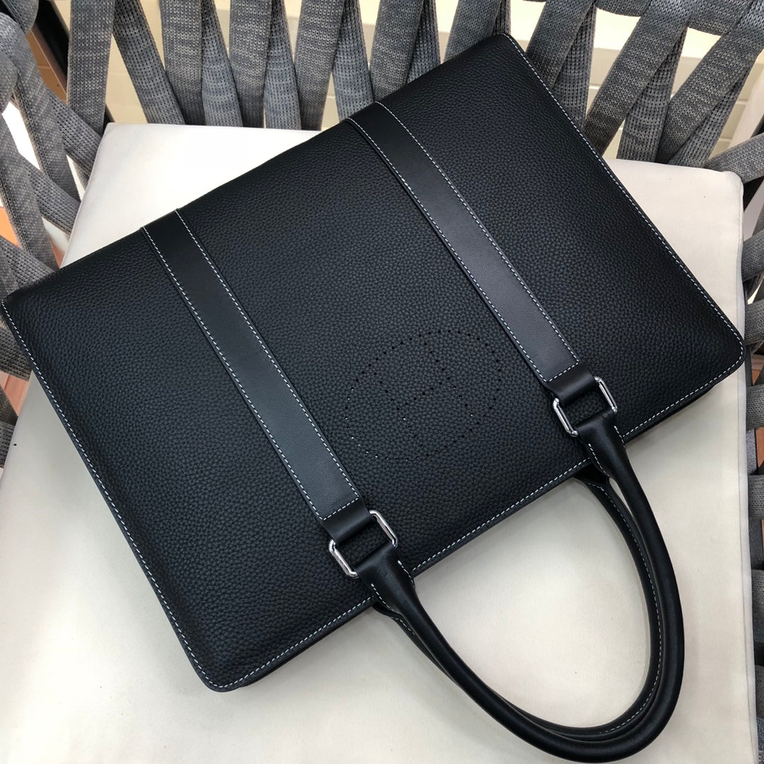Hermès-Style Men's Briefcase | Premium Top-Grain Leather | 38×29×7cm Luxury Office Bag