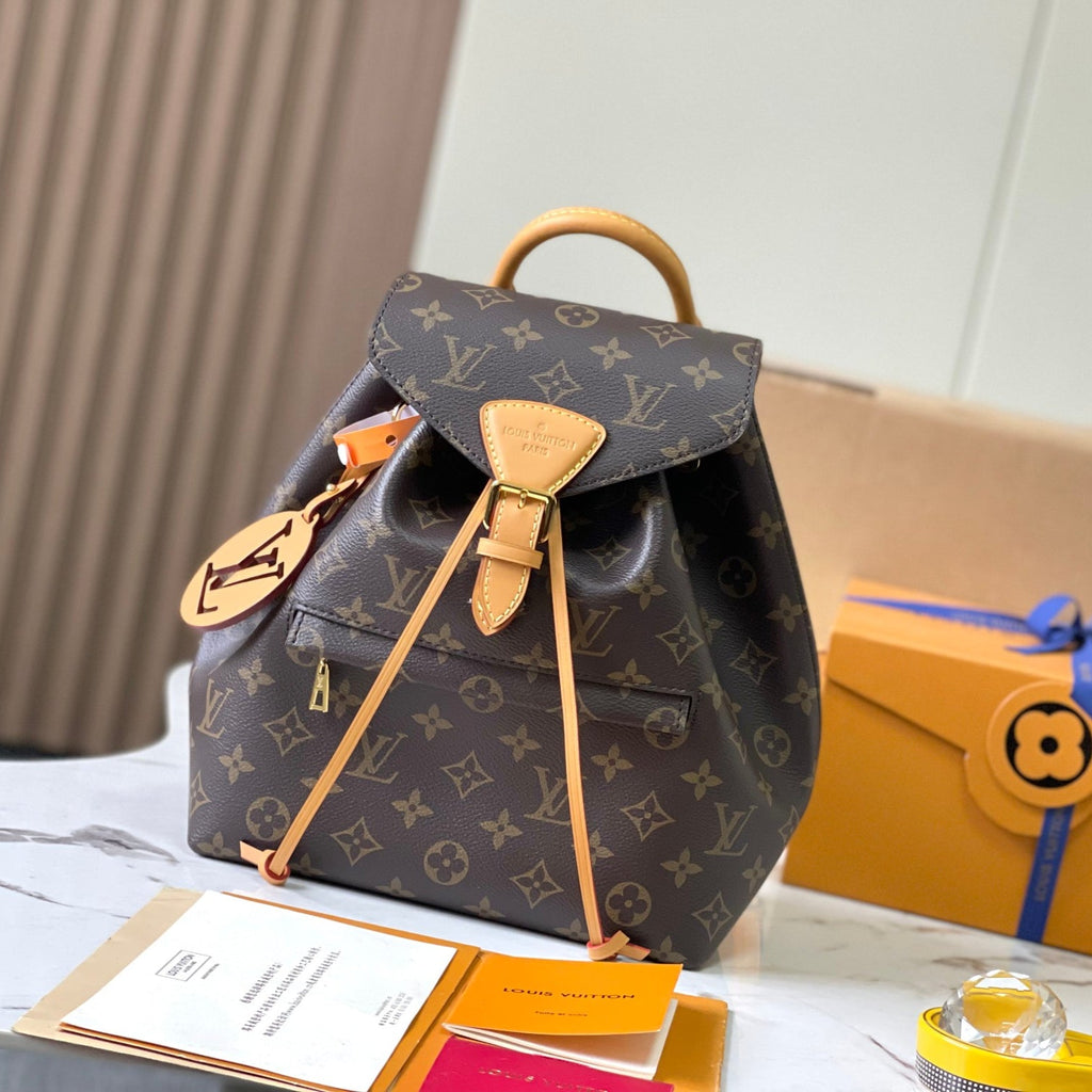 MONTSOURIS Small Backpack Premium MB Chip Edition with Genuine Leather  A-Grade Steel Hardware  Imported Original Fabric  Duty-Free Factory Packaging