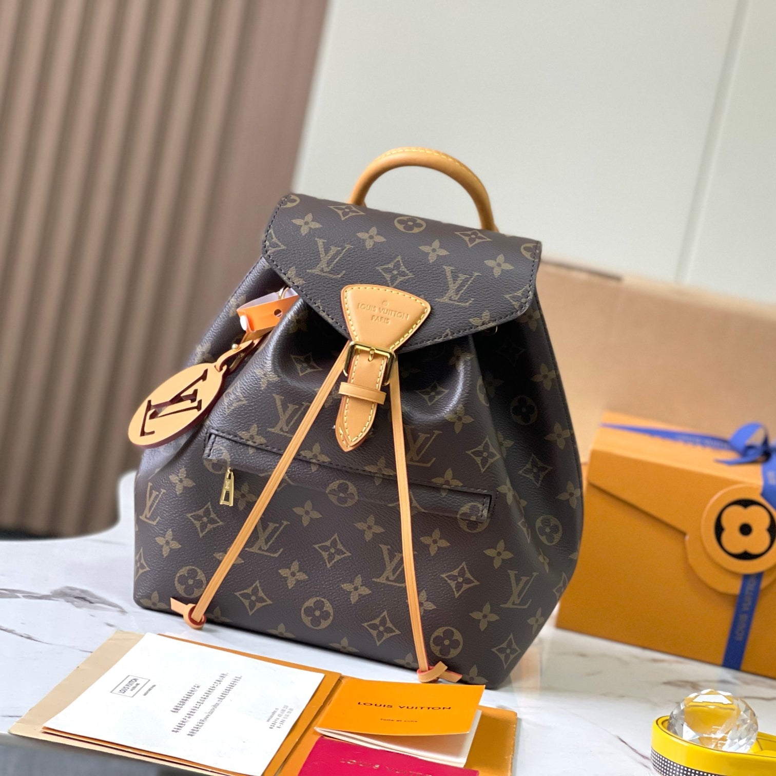 MONTSOURIS Small Backpack Premium MB Chip Edition with Genuine Leather  A-Grade Steel Hardware  Imported Original Fabric  Duty-Free Factory Packaging