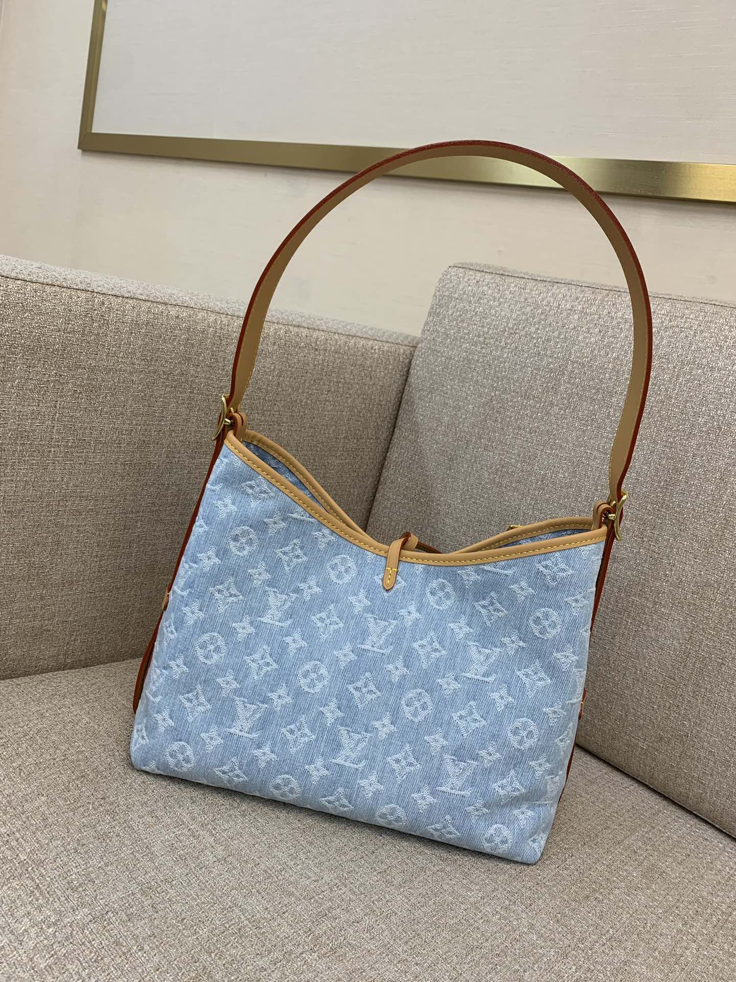 Louis Vuitton Carryall Small Bag | Monogram Denim Washed Canvas | Detachable Pouch | Full Set Gift Box