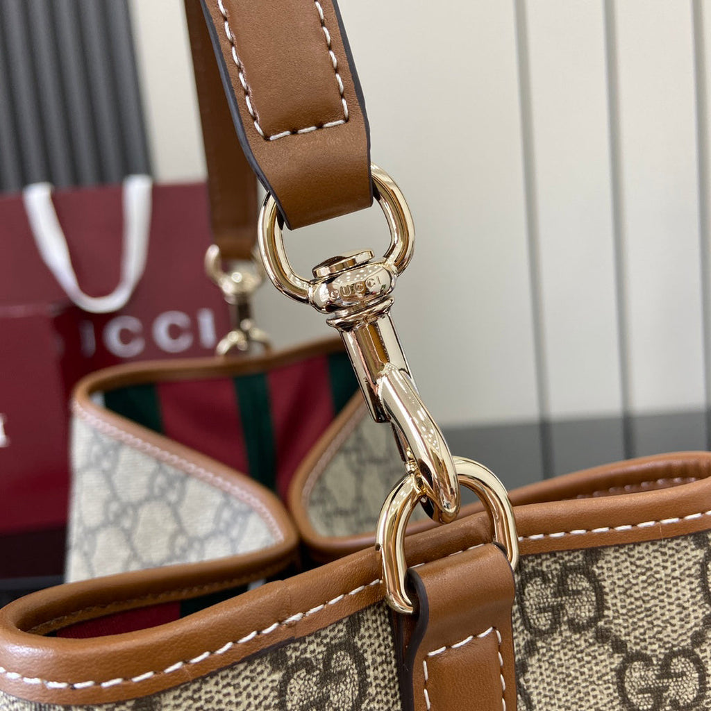 【New】GG Emblem Small Shoulder Bag | Beige/Brown Coated Canvas | Italian Craftsmanship | Adjustable Leather Strap | Model 815103