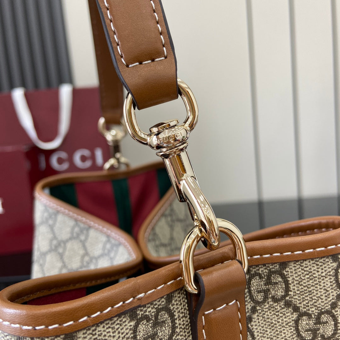 【New】GG Emblem Small Shoulder Bag | Beige/Brown Coated Canvas | Italian Craftsmanship | Adjustable Leather Strap | Model 815103
