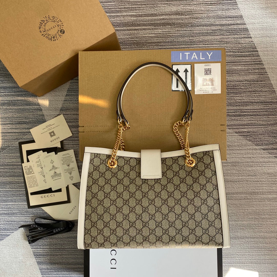 GUCCI Lock Buckle Backpack 35x23x14cm | Original Leather, Dual Straps, Spacious Design with Full Packaging