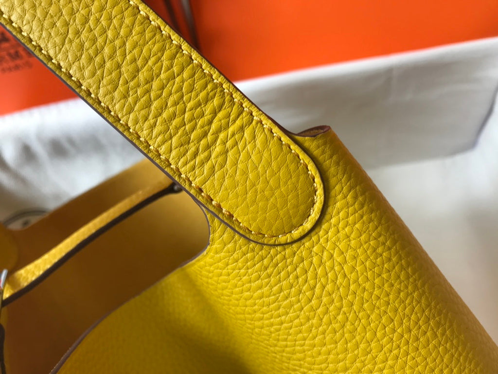 Hermès Picotin Lock 22cm Amber Yellow | Original Calfskin Tote Bag | Waterproof & Durable Everyday Carry