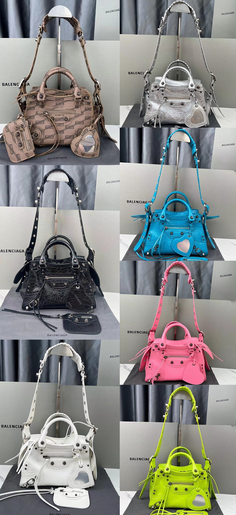 Paris Neo Cagole Biker Bag 2023 - Edgy Heart Mirror Bucket Bag | 26cm Statement Piece