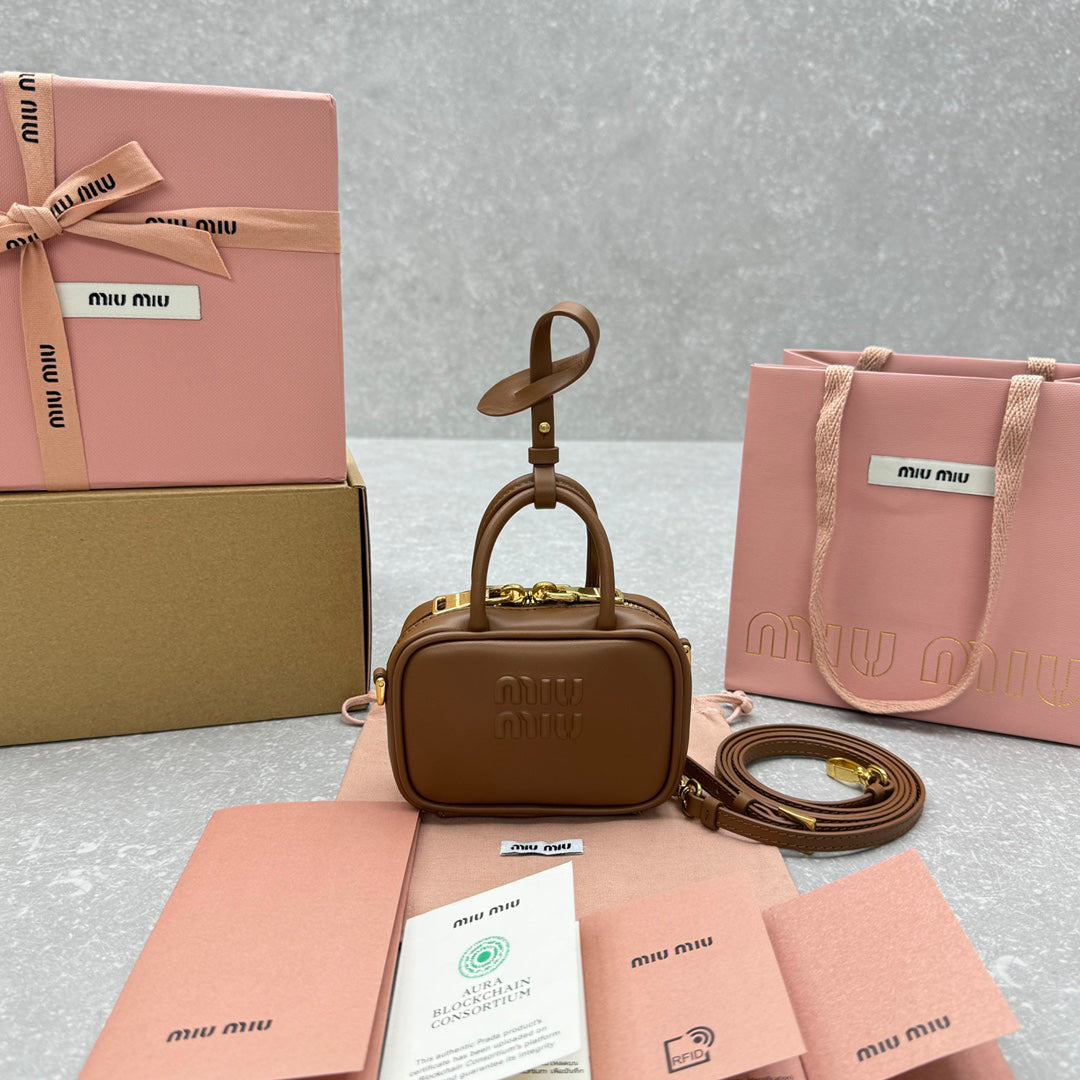 Brown MIU MI Style Mini Vanity Bag - Multiway Crossbody Belt Bag for Summer Layering