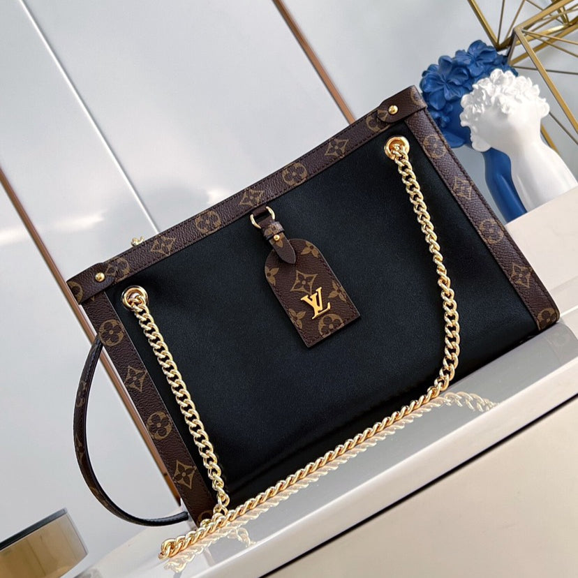 Louis Vuitton Nova Small Bag Cruise Collection | Mirror-Finish Calfskin | Monogram Canvas Trim | Gliding Chain