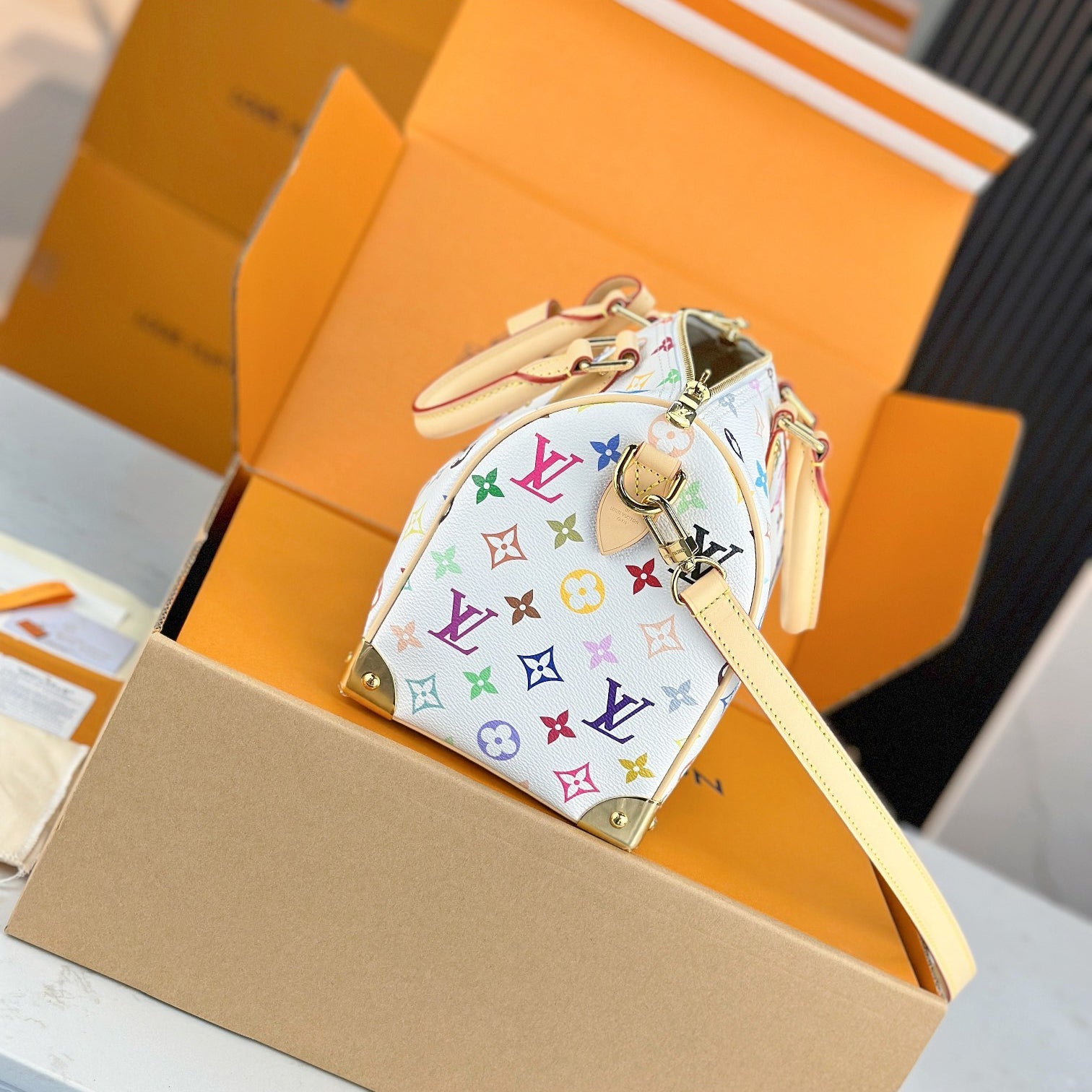 LV TM SPEEDY BANDOULIÈRE 25 Handbag | A+ Stainless Steel Hardware | Premium MB Elastic Fabric | Duty-Free Gift Set