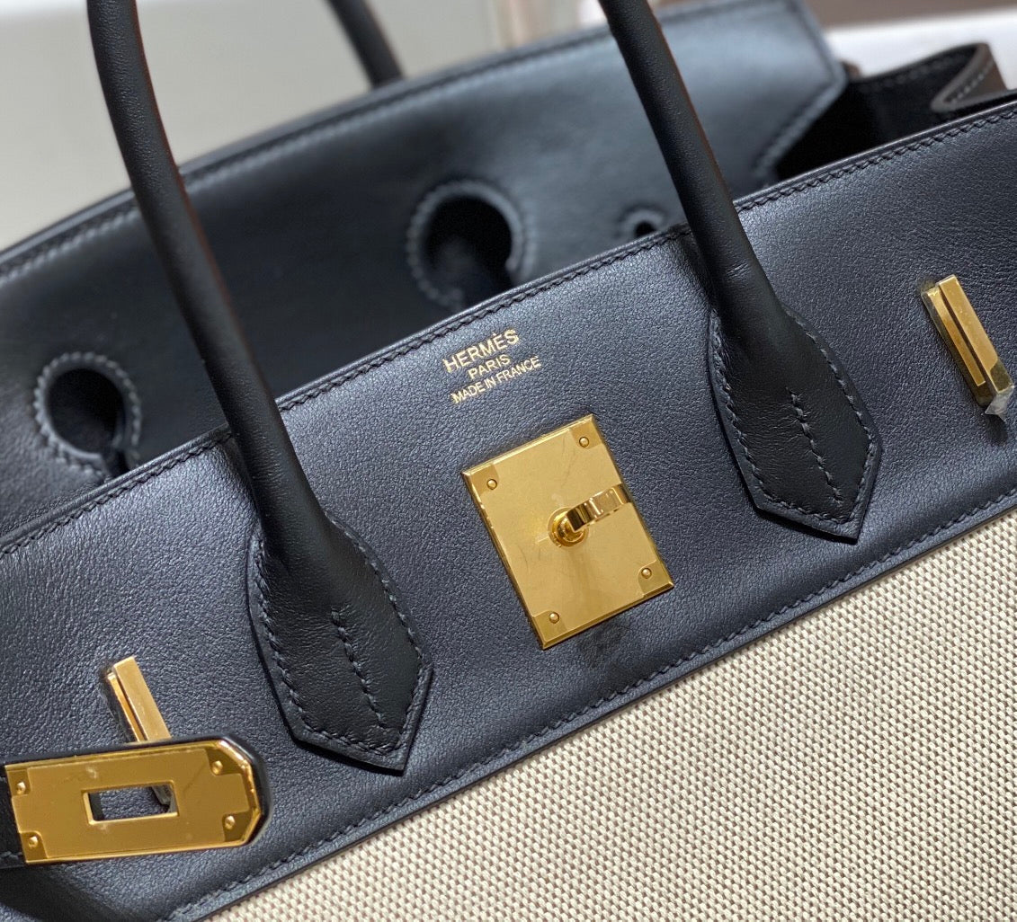 Hermès Birkin 30cm Vintage Revival Tote | Swift Leather & Canvas Hybrid with Steel Hardware & Beeswax Stitching