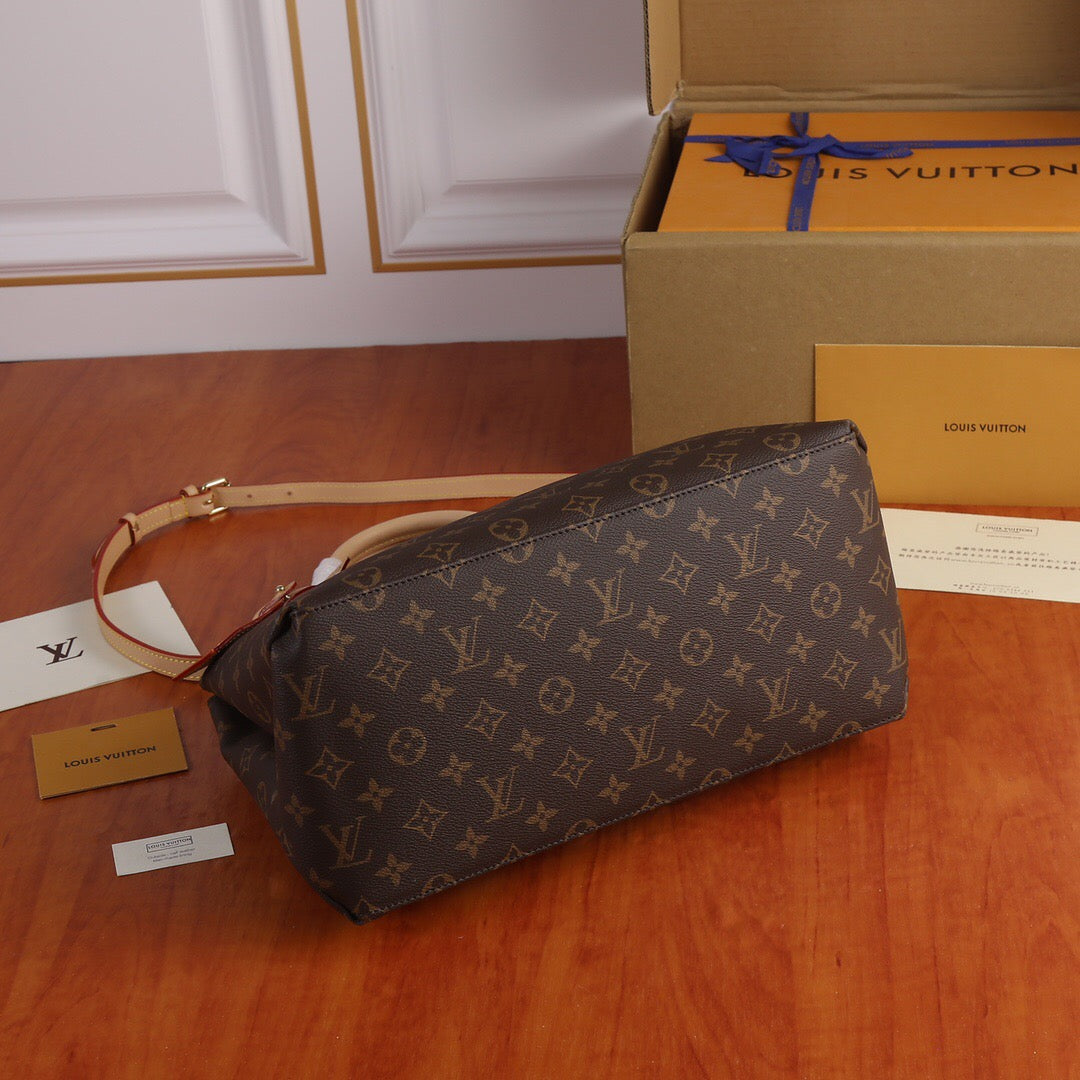 Etit Alais Tote Bag | Monogram Canvas & Leather Trim | Adjustable Strap | Medium Travel Tote