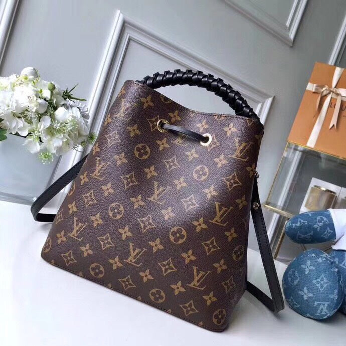 Premium Original LV-inspired NéoNoé Handbag | 1932 Vintage Design Woven Handle, Monogram Canvas Red-Orange Full Packaging