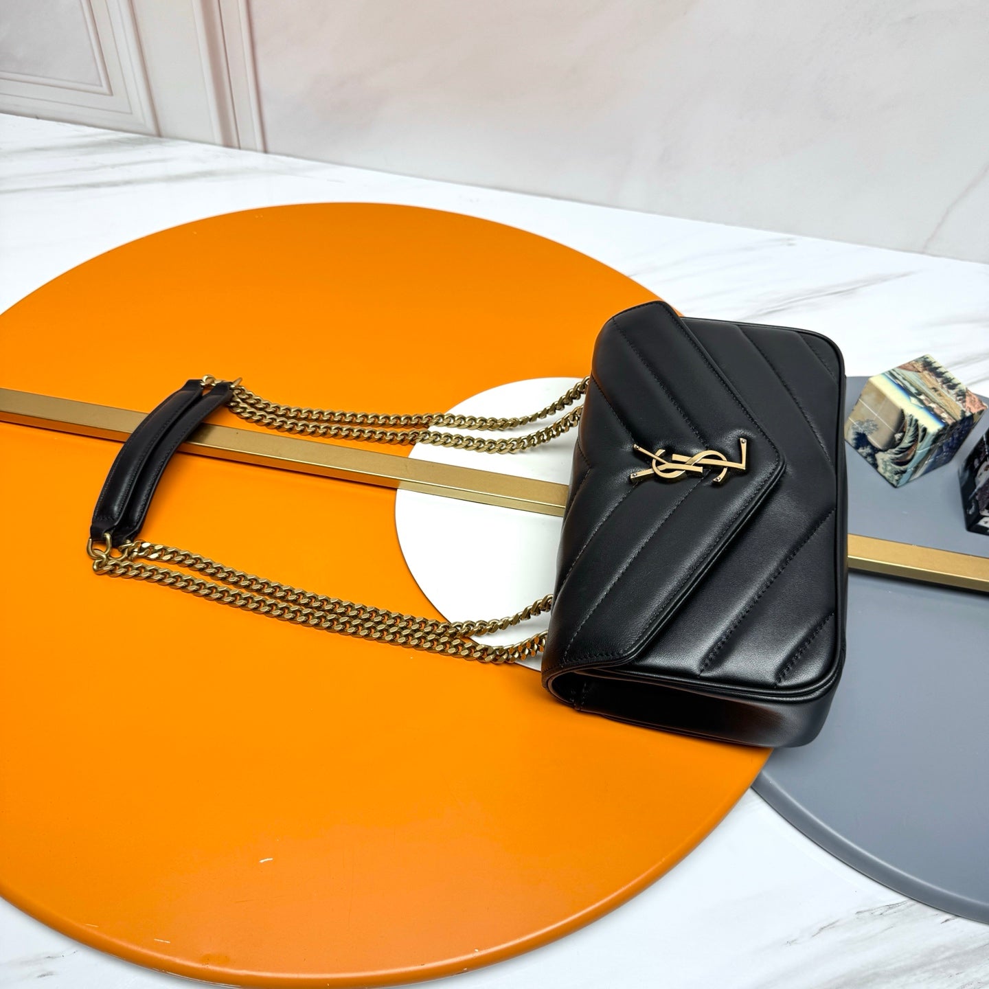 Yves Saint Laurent LouLou Small Quilted Lambskin Chain Bag in Noir - Spring 2023 Edition