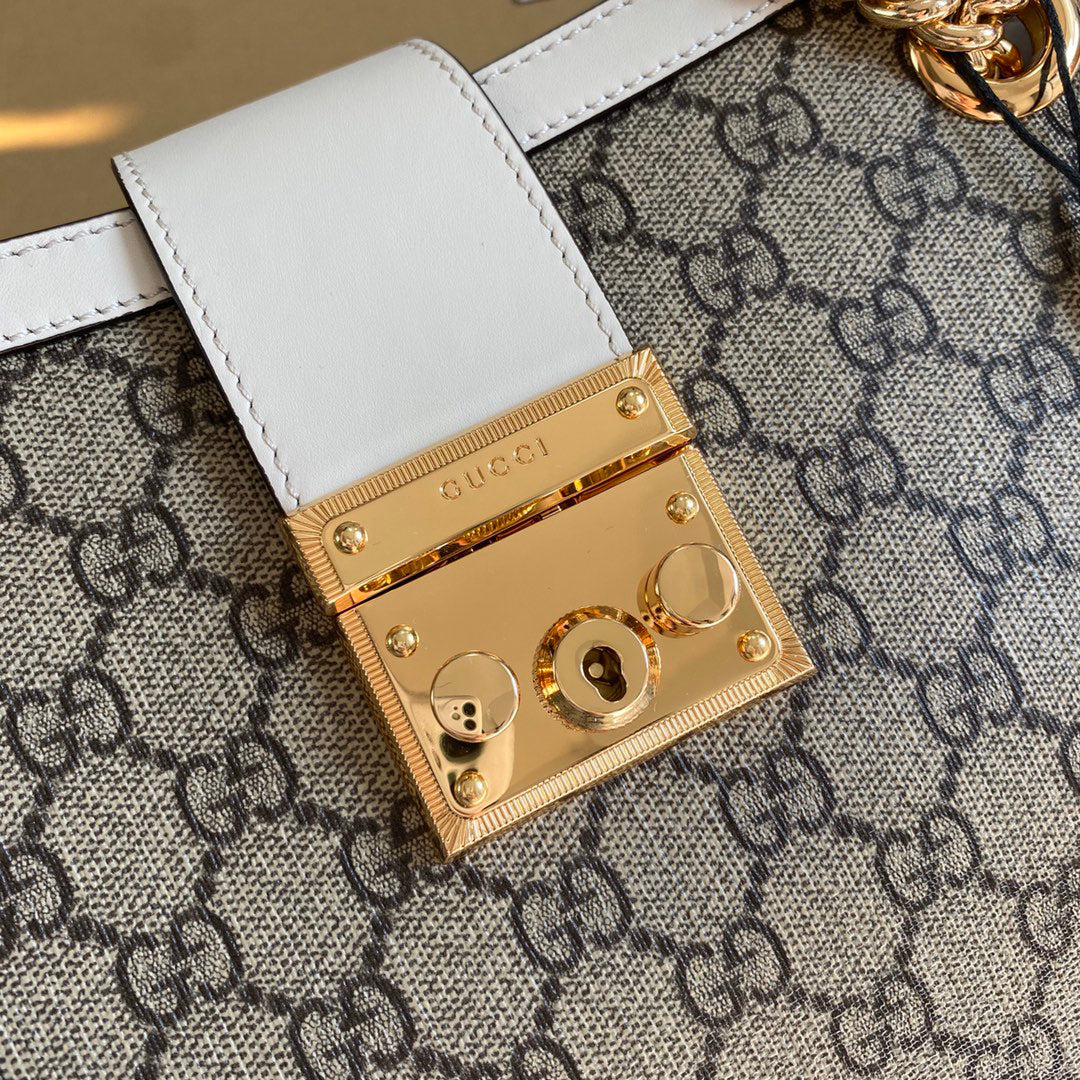 GUCCI Lock Buckle Backpack 35x23x14cm | Original Leather, Dual Straps, Spacious Design with Full Packaging