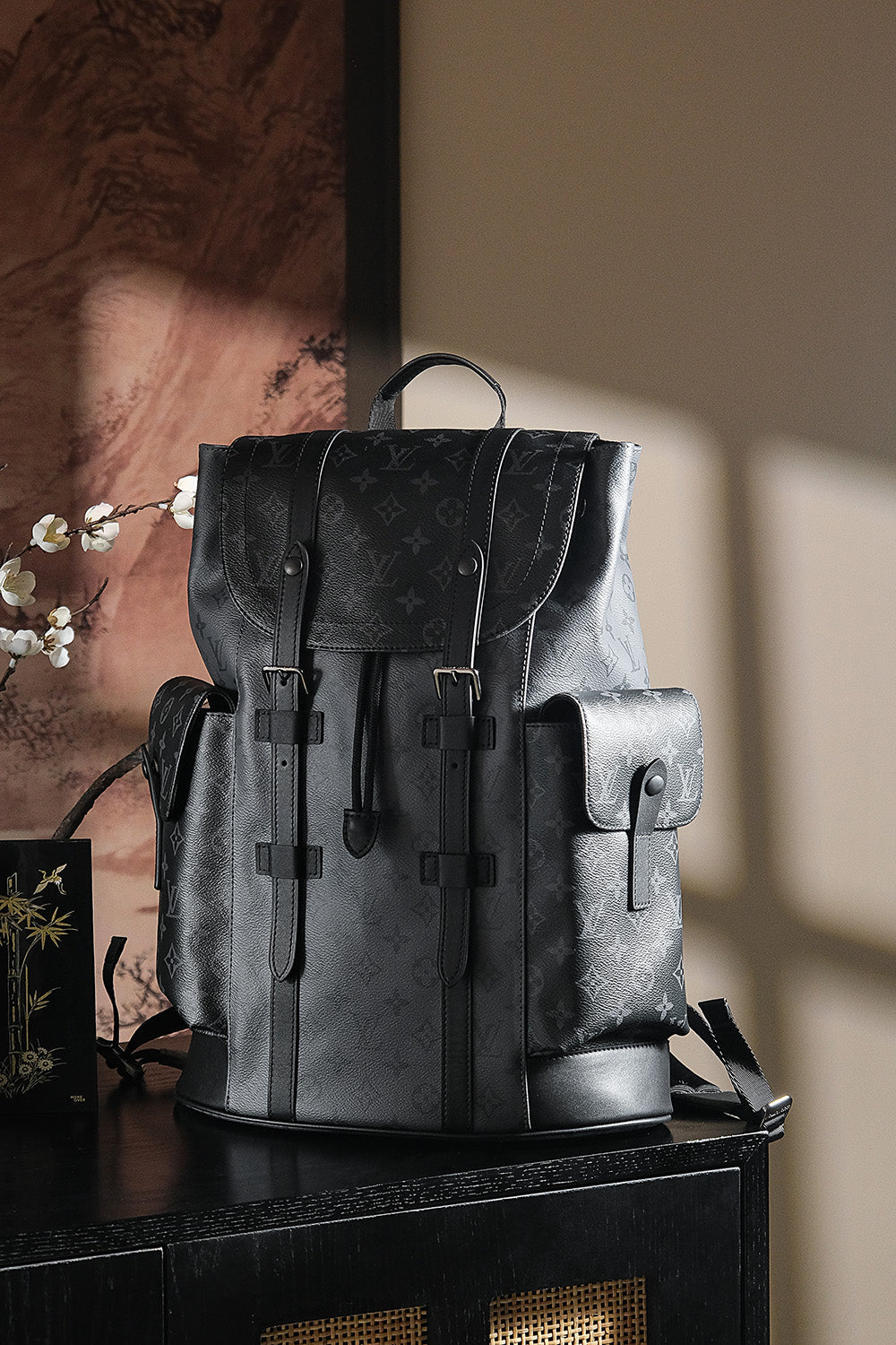LV Christopher Chip-Embedded Backpack | 24K Gold-Plated Hardware, 44cm Unisex Vintage Travel Bag with Diamond Code Tech