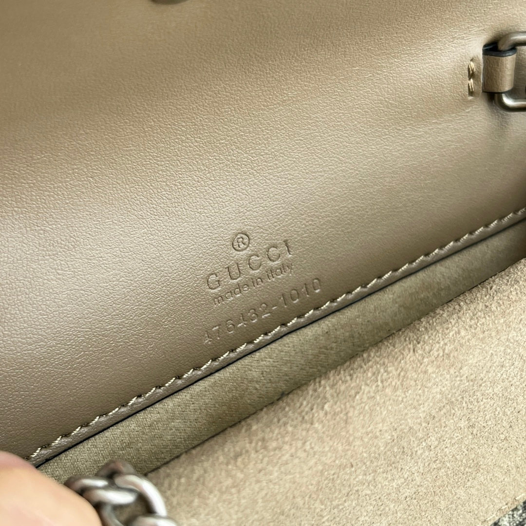 Gucci Dionysus Mini Bag 16.5x10cm Khaki Calfskin, Iconic Buckle, Entry-Level Statement Piece
