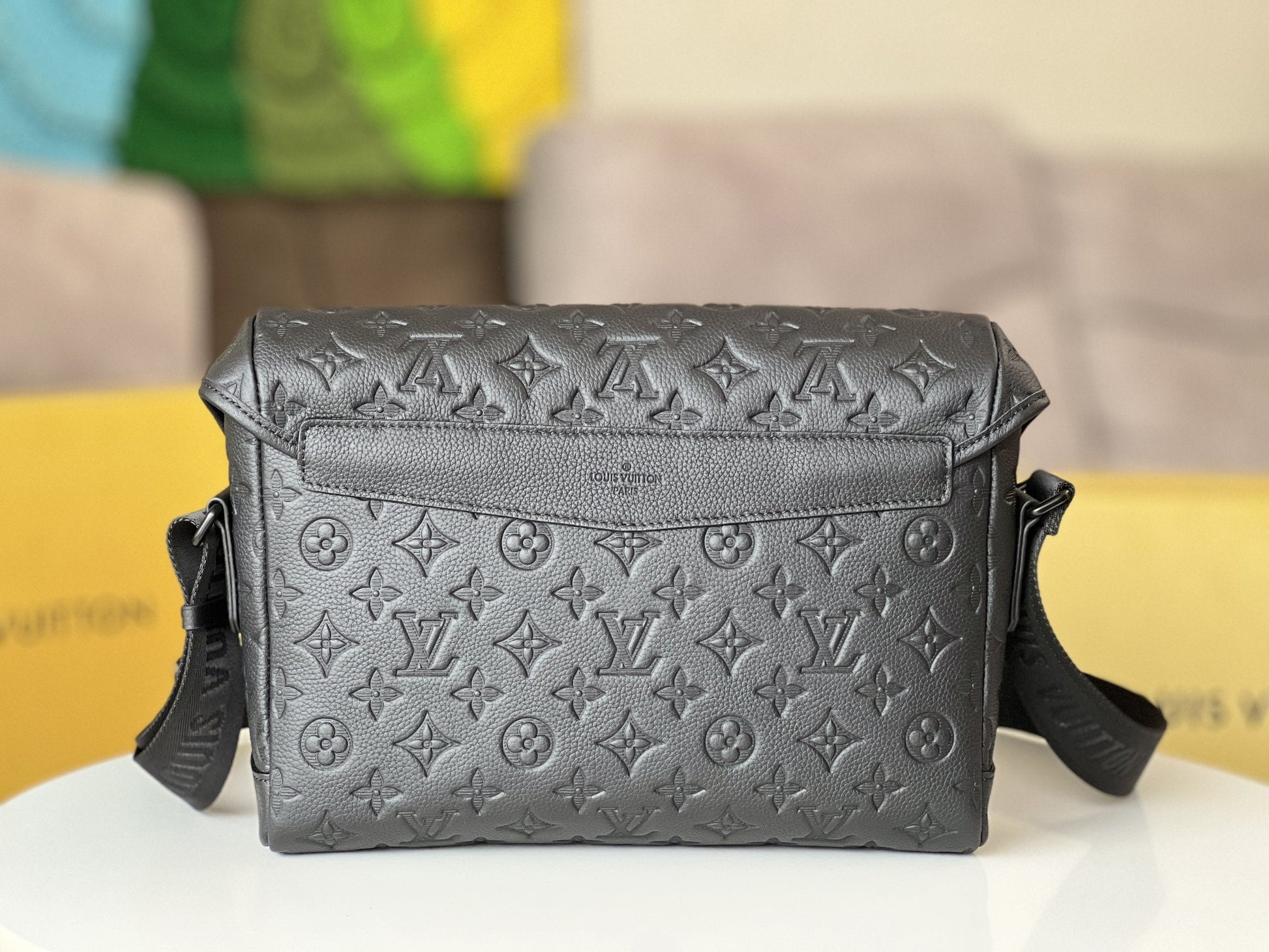 Louis Vuitton Voyager Small Messenger Bag | Monogram Shadow Embossed Calf Leather Men's Bag | Anti-Counterfeit Steel Hardware with Chip | Adjustable Strap | 33x22.5x11cm Spacious Design