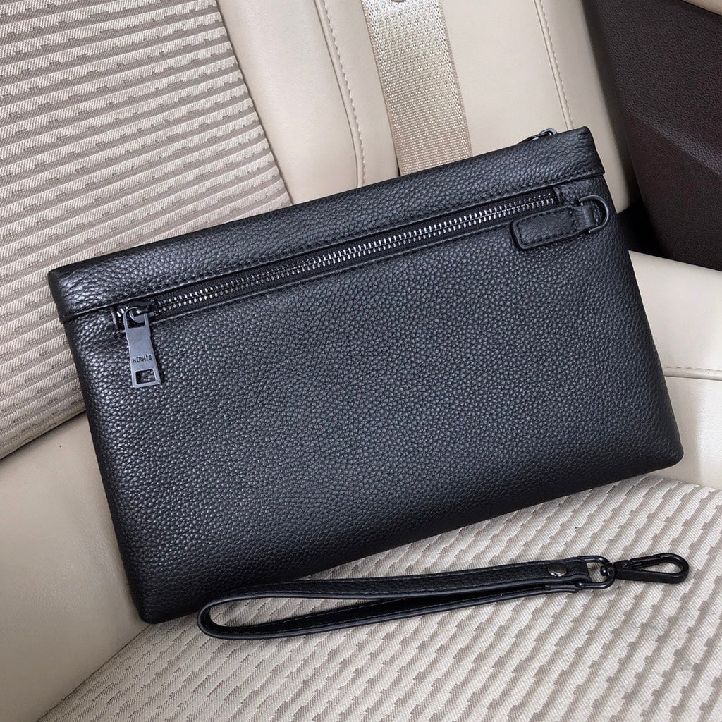 Hermès Men's Top-Grain Leather Clutch BagEuropean Parallel Import Genuine Hardware & Logo