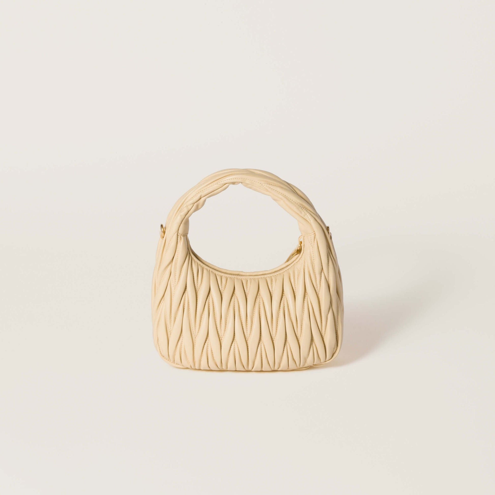 MiuMiu Wander Mini Bag Marigold 20x17x6cm | Matelassé Lambskin Crescent Silhouette