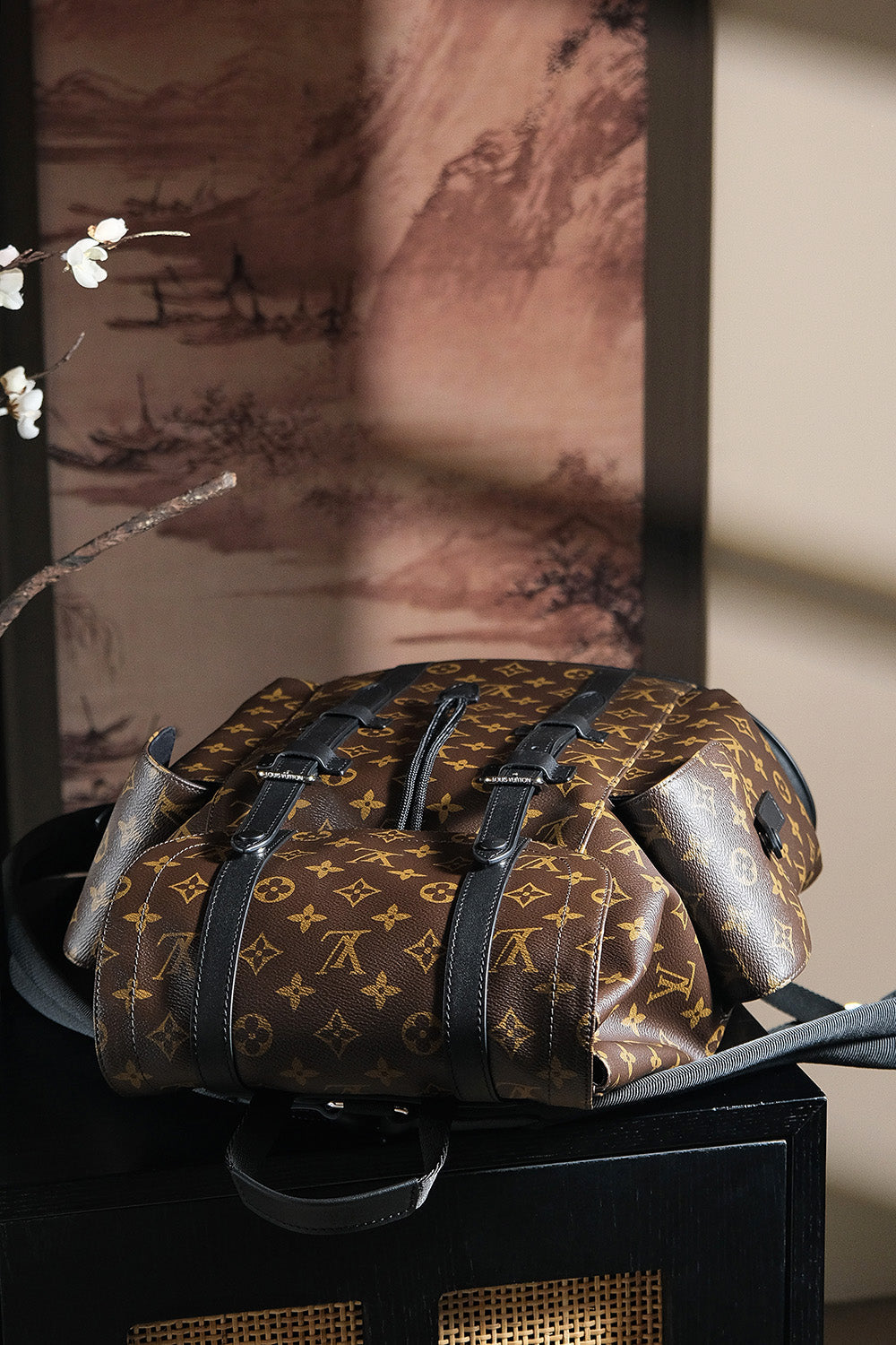 LV CHRISTOPHER 850 Chip Diamond Code Backpack | Unisex French Genuine Leather 24K Gold Hardware | Retro Outdoor Travel Commuter Bag